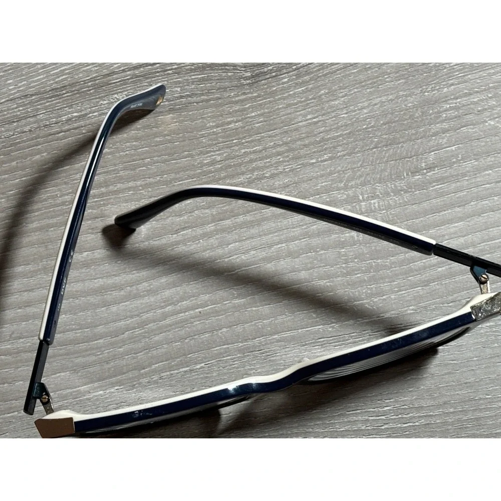 Diane von Furstenberg DVF5105 Navy Blue White Rectangular Eyeglass Frames Sleek